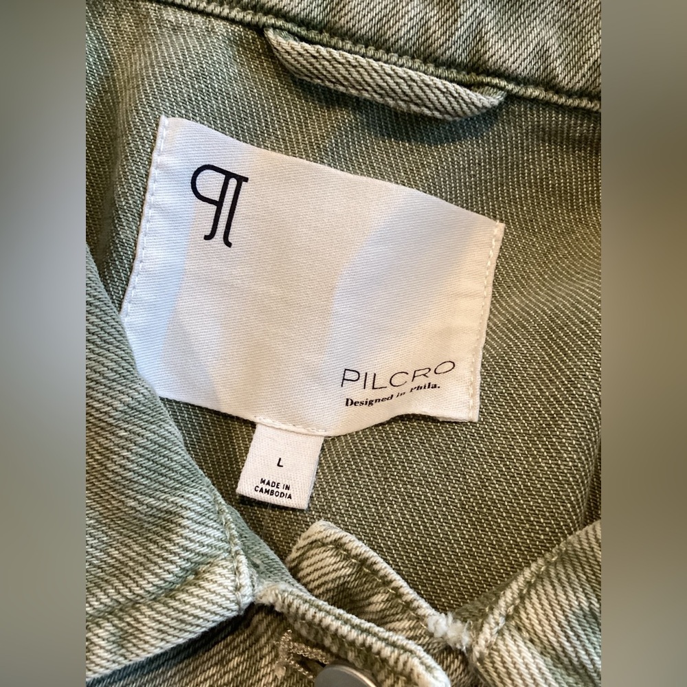 Anthropologie Sweater Sleeve Utility Jacket Pilcro Denim New Large Army Green - Picture 12 of 15